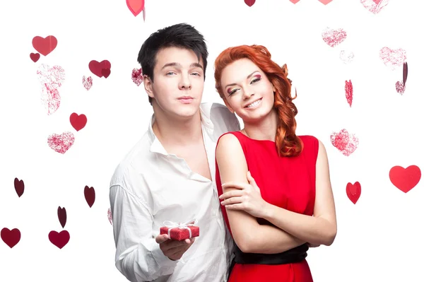 Young smiling couple on valentines day — Stock Photo, Image