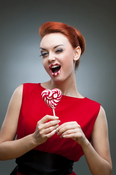 Crazy candy woman — Stock Photo, Image