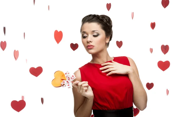 Young sexy woman holding lollipop — Stock Photo, Image