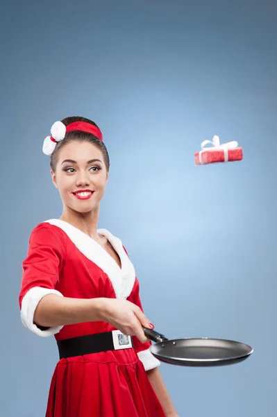 Cheerful retro housewife — Stock Photo, Image