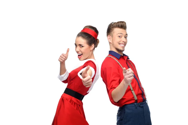 Cheerful retro couple — Stock Photo, Image