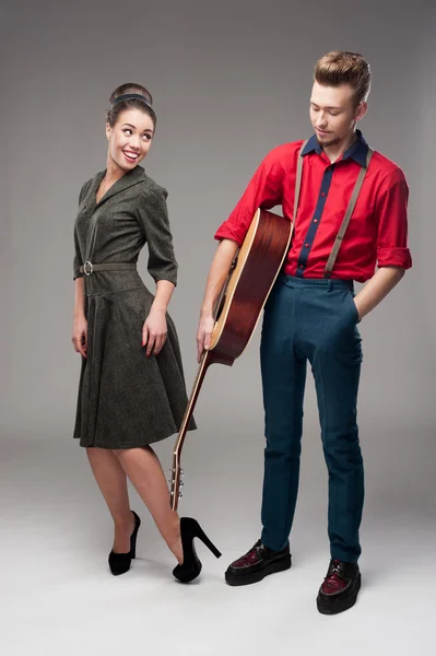 Young dancing retro couple — Stock Photo, Image