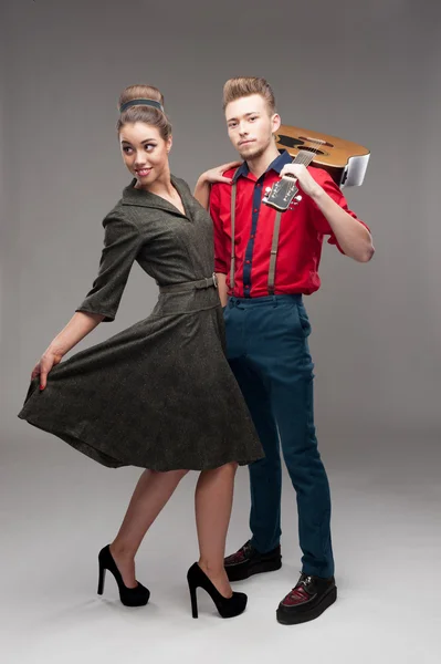 Young dancing retro couple — Stock Photo, Image