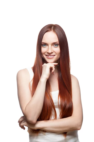 Sorrindo menina de cabelos vermelhos — Fotografia de Stock