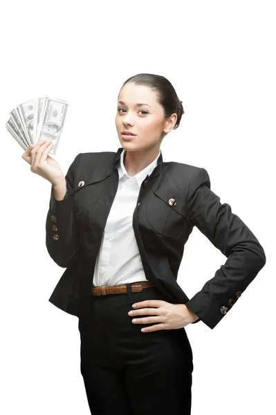 Businesswoman holding money — Stock Photo, Image