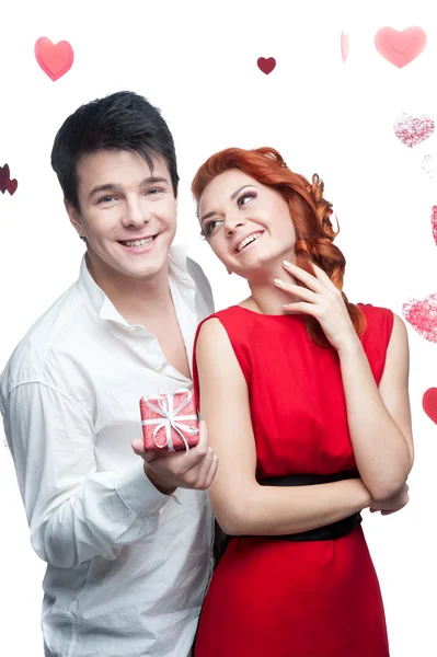 Young smiling couple on valentines day — Stock Photo, Image