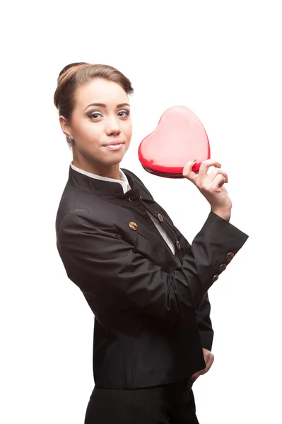 Young happy business woman on valentine's day — Stock Photo, Image