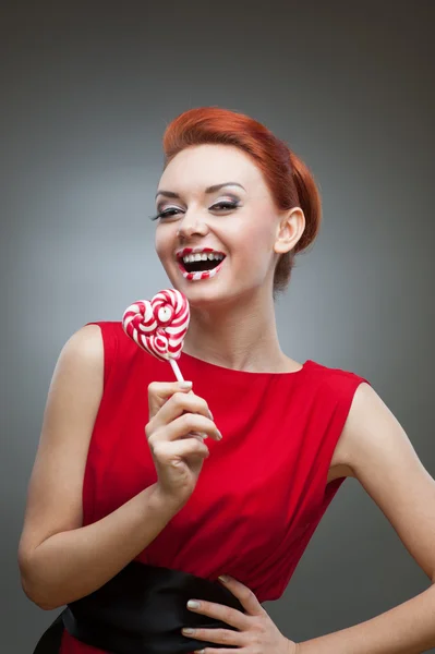 Crazy candy woman — Stock Photo, Image