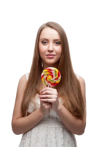 Girl holding lollipop — Stock Photo, Image