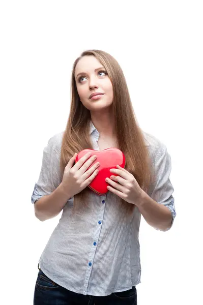 Businesswoman holding heart — Stock Photo, Image