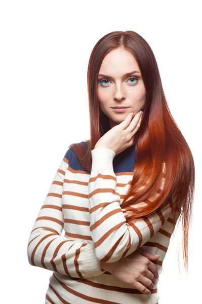 Casual red haired young girl — Stock Photo, Image