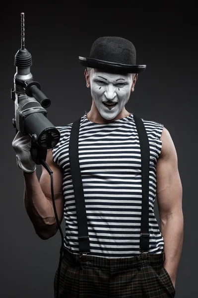 Mime avec perceuse à marteau — Photo