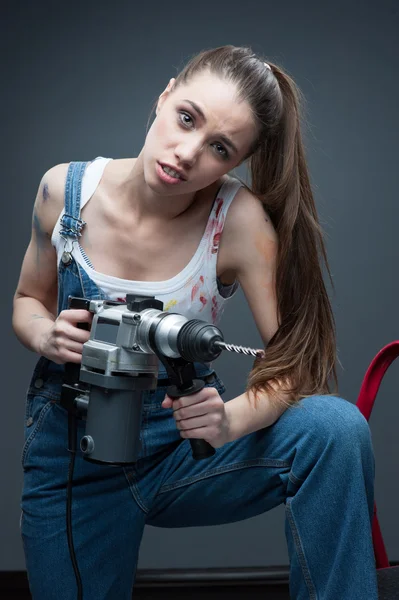 Mujer divertida trabajadora — Foto de Stock