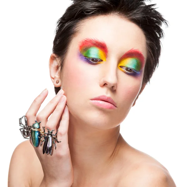 Porträt einer schönen Frau mit Fantasie-Make-up — Stockfoto