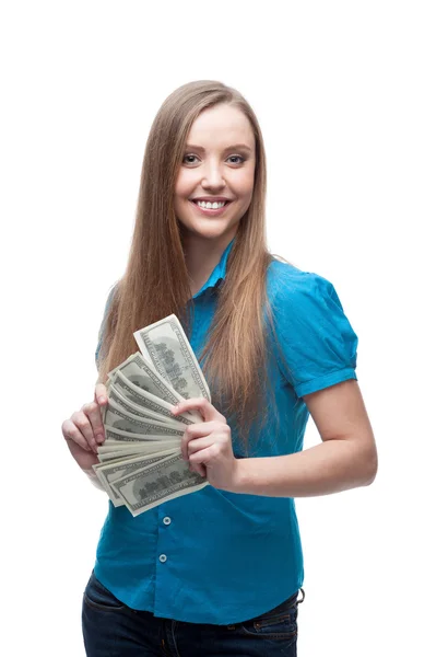 Imprenditrice che detiene denaro — Foto Stock