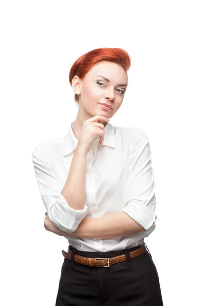 Caucasian thoughtful business woman — Stock Photo, Image