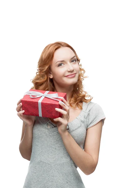 Woman holding gift — Stock Photo, Image