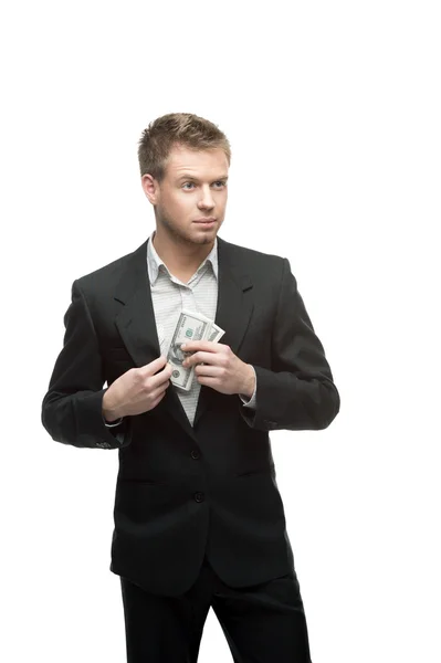 お金を幸せなビジネスマン — ストック写真