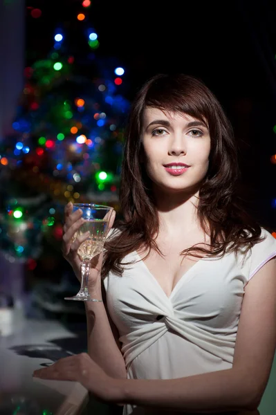 Sensual woman holding wineglass — Stock Photo, Image