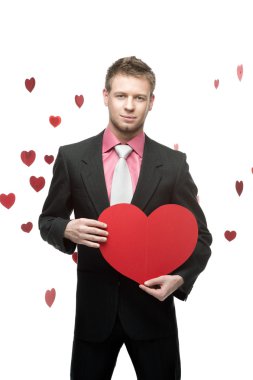 neşeli işadamı holding kırmızı kalp