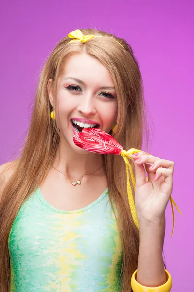 Attractive vivid candy girl — Stock Photo, Image