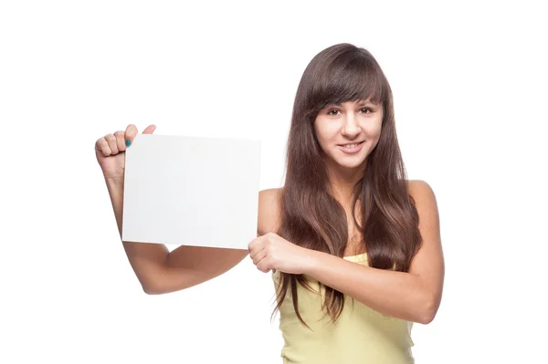 Girl holding sign — Stock Photo, Image