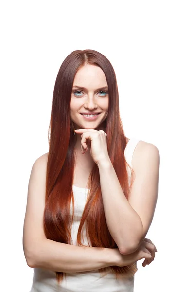 Sorridente ragazza dai capelli rossi — Foto Stock
