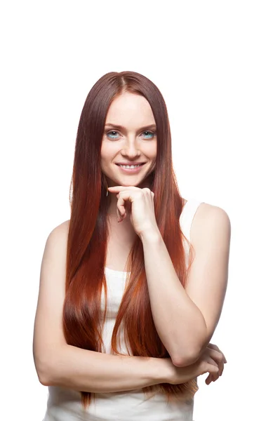 Smiling red haired girl — Stock Photo, Image