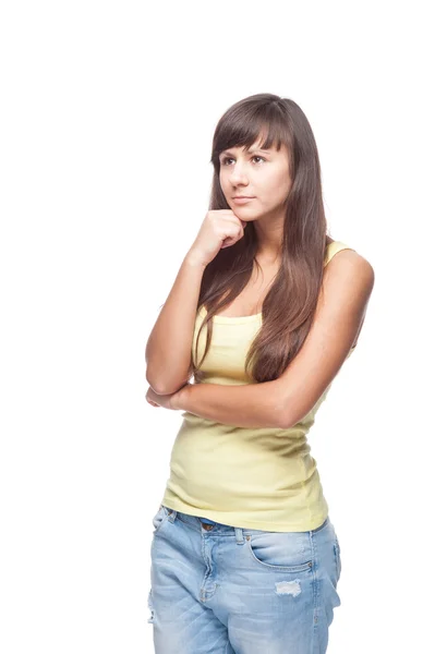 Casual thoughtful girl — Stock Photo, Image