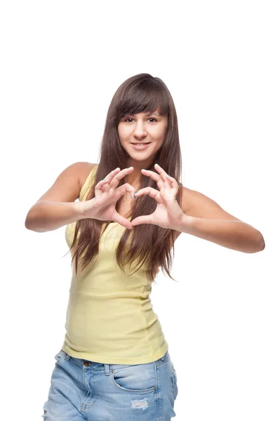 Menina mostrando coração — Fotografia de Stock