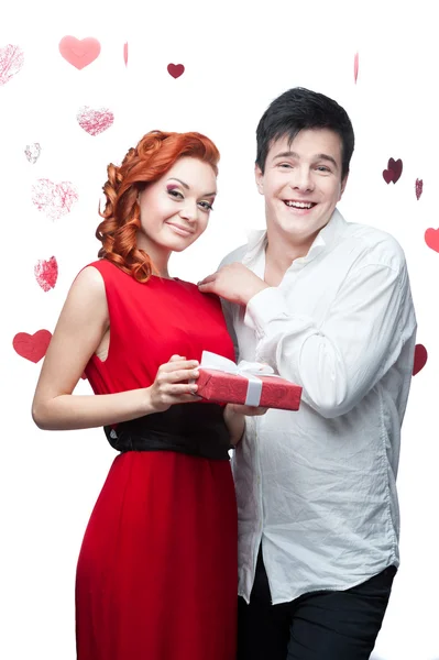 Young smiling couple on valentines day — Stock Photo, Image