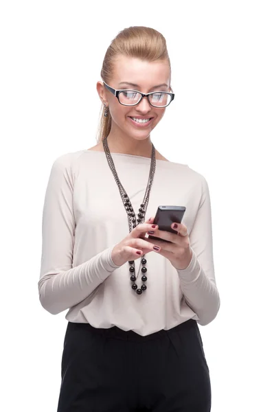 Mujer de negocios usando el teléfono celular —  Fotos de Stock