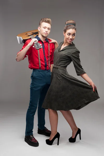 Dancing retro young couple — Stock Photo, Image