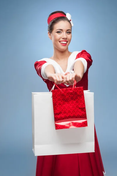 Cheerful retro housewife — Stock Photo, Image