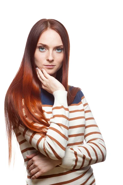 Casual red haired young girl — Stock Photo, Image