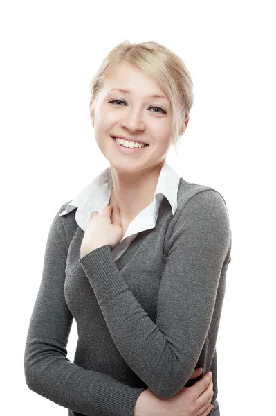 Jonge zakelijke vrouw die lacht — Stockfoto