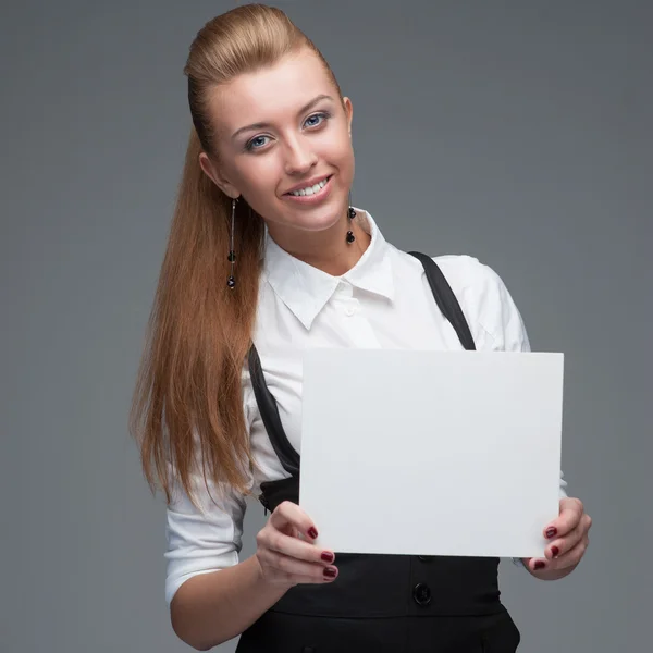 女商人控股标志 — Stockfoto