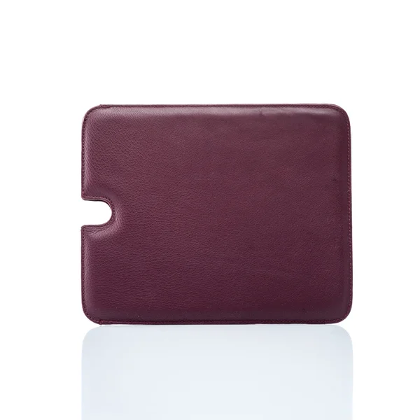 Rode lederen tablet cover — Stockfoto