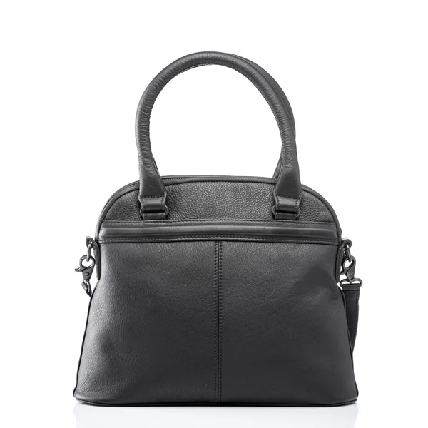 Female black leather handbag — Stock Photo, Image