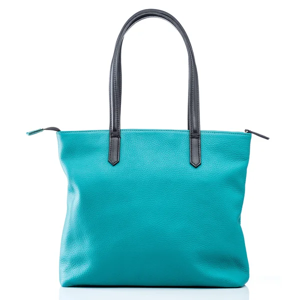 Female turquoise leather handbag — Stock Photo, Image