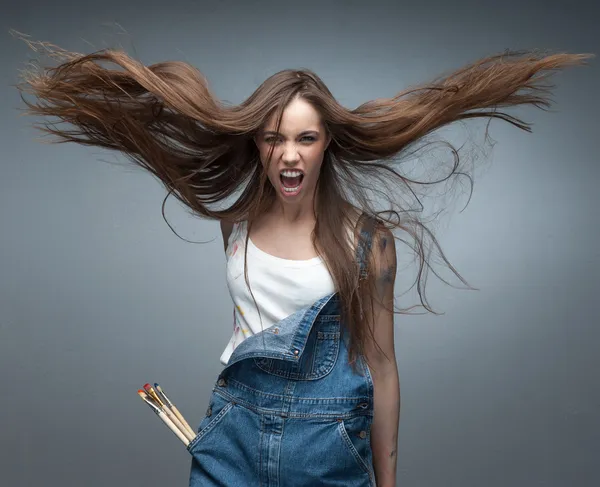 Loca pintora femenina —  Fotos de Stock