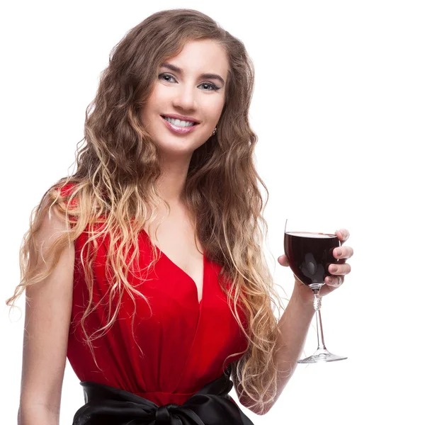 Mujer con copa de vino —  Fotos de Stock