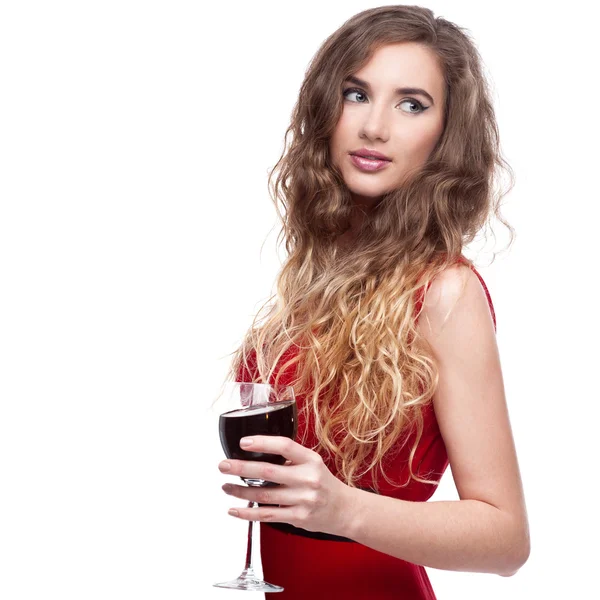 Mujer con copa de vino —  Fotos de Stock