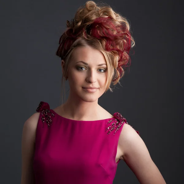 Girl in red dress — Stock Photo, Image