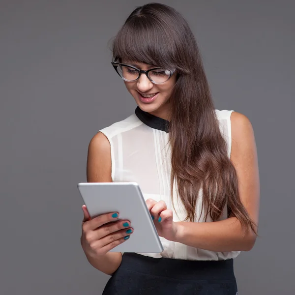 Girl holding tablet — Stock Photo, Image