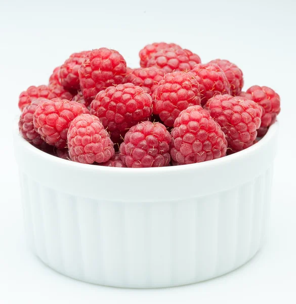 Red raspberry in bowl — Stock Photo, Image