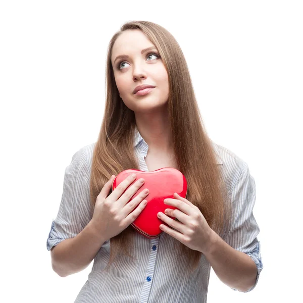 Businesswoman holding heart — Stock Photo, Image