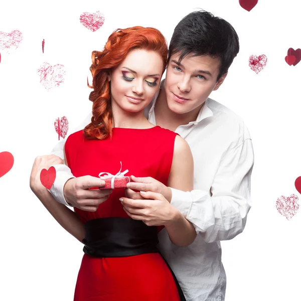 Young smiling couple on valentines day — Stock Photo, Image