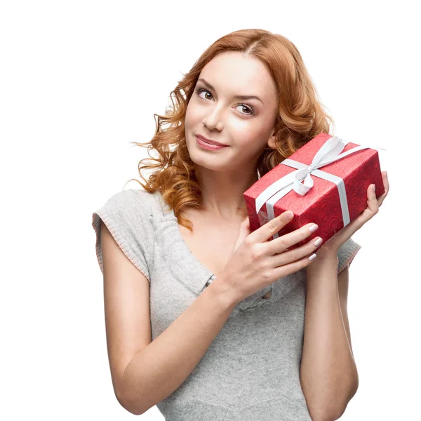 Woman holding gift — Stock Photo, Image