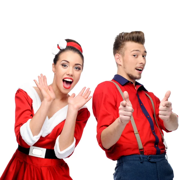 Cheerful retro couple — Stock Photo, Image